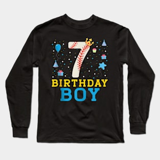 Kids 7 Year Old Baseball 5Th Birthday Boy Long Sleeve T-Shirt